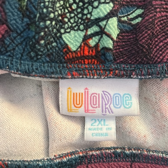 LuLaRoe Green Floral Skater Romantic Career Casual Spring Flare Skirt Size 2XL - Picture 5 of 6